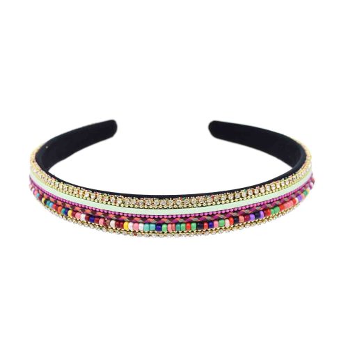 F-1222 New Bohemian ethnic style rice bead decoration hair hoop geometric independent packaging fabric production hair accessories