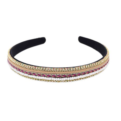 F-1222 New Bohemian ethnic style rice bead decoration hair hoop geometric independent packaging fabric production hair accessories