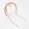 F-1220 Wedding Women Hair Jewelry Long Tassel Pendant Clear Crystal Statement  Hair Accessories