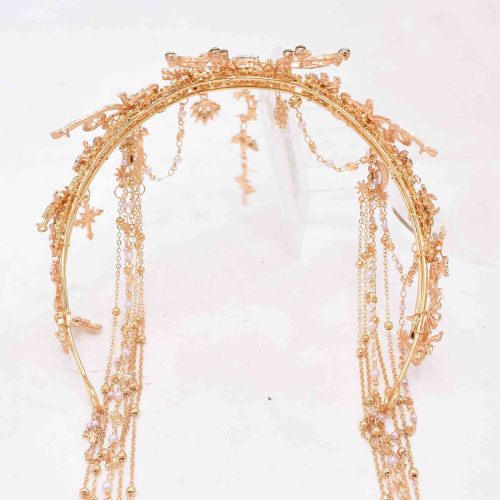 F-1220 Wedding Women Hair Jewelry Long Tassel Pendant Clear Crystal Statement  Hair Accessories