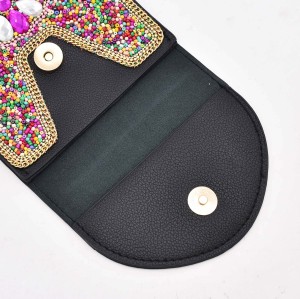 N-8442 Colorful Beads Leather Crystal Flower Crossbody Shoulder Bag