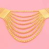 N-8445 Fashion Golden Alloy Chain Tassel Multilayer Women Necklace for Party Jewelry