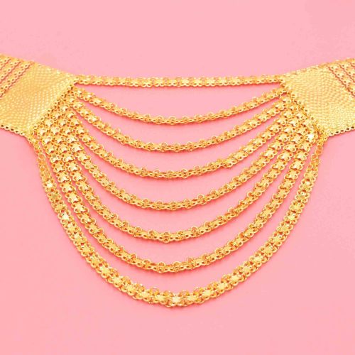 N-8445 Fashion Golden Alloy Chain Tassel Multilayer Women Necklace for Party Jewelry