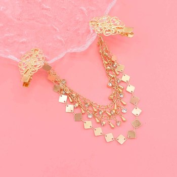 F-1228 Rhinestones Pendant Women Hair Jewelry Statement Ethnic 3 Multilayer Tassel Headband