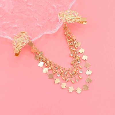 F-1228 Rhinestones Pendant Women Hair Jewelry Statement Ethnic 3 Multilayer Tassel Headband