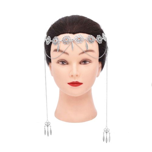 F-1226 Vintage Women Hair Jewelry Ethnic Long Tassel Chains Headband Feminina