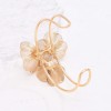 B-1371 Golden Luxury 3 Hollow Flowers Open Bangle Cuff Bracelet for Women