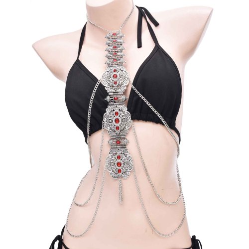 N-8449 Arab Ethnic Women Bust Chains Exaggerated Sexy Tassel Body Jewelry