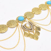 N-8450 Vintage gold coin long chain tassel waist chain gypsy ethnic body jewelry