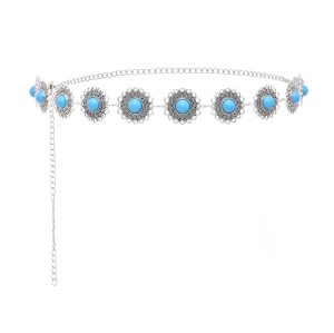 N-8451 2 Styles Blue Acrylic Gemstone Coin Tassel Waist Belly Chains Body Jewelry Accessories