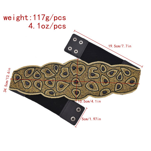 N-8452 Bohemia Ethnic Women Body Jewelry Acrylic Button Elastic Waist Belts