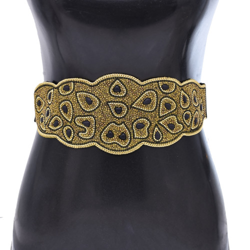 N-8452 Bohemia Ethnic Women Body Jewelry Acrylic Button Elastic Waist Belts