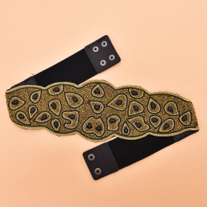 N-8452 Bohemia Ethnic Women Body Jewelry Acrylic Button Elastic Waist Belts