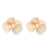 E-6778 Flower Women Clips Earrings Baroque Elegant Pearl Alloy Hollow Earrings