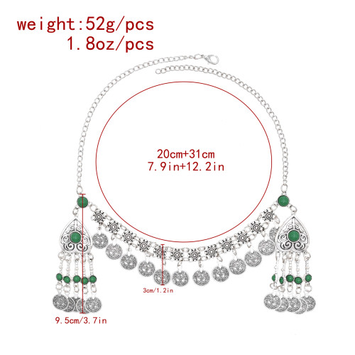 F-1235 Retro Silver Coin Tassel Forehead Chain Bohemian Pendant Headpiece Hair Accessories