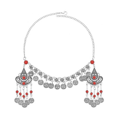 F-1237 Retro Silver Coin Pendant Tassel Forehead Chain Bohemian Coin Hair Accessories