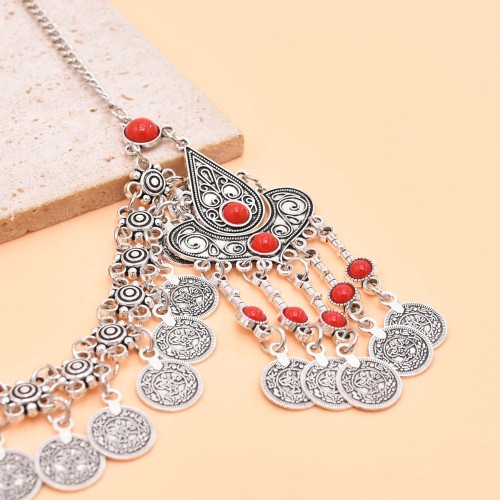 F-1237 Retro Silver Coin Pendant Tassel Forehead Chain Bohemian Coin Hair Accessories