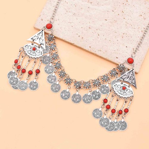 F-1238 Retro Silver Coin Pendant Tassel Forehead Chain Bohemian Coin Hair Accessories