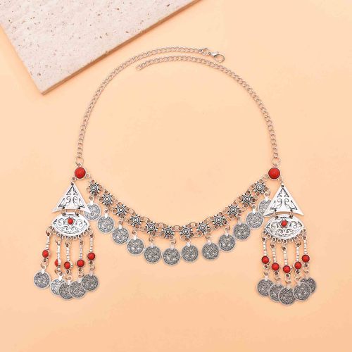 F-1238 Retro Silver Coin Pendant Tassel Forehead Chain Bohemian Coin Hair Accessories