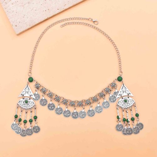 F-1238 Retro Silver Coin Pendant Tassel Forehead Chain Bohemian Coin Hair Accessories