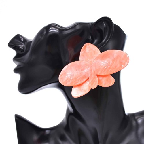 E-6779 Acrylic Women Clip Earrings Exaggerated Flower Statement Stud Earring Female