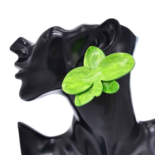 E-6779 Acrylic Women Clip Earrings Exaggerated Flower Statement Stud Earring Female