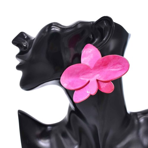 E-6779 Acrylic Women Clip Earrings Exaggerated Flower Statement Stud Earring Female