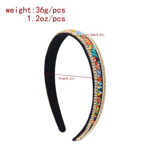 F-1240 Colorful BeadsTurquoise Crystal Chain Hair Hoop Headwear for Women