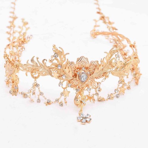 F-1244 Fashion Fairy Ethnic Long Tassel Full Crystal Women Hair Accessories