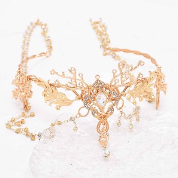 F-1243 Ethnic Women Hair Jewelry Long Tassel Rhinestones Pendant Hairwear