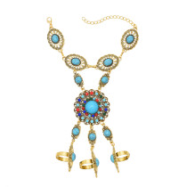 B-1375 Bohemian Ethnic Women Bracelets Vintage Acrylic Finger Cuff Statement Bracelets