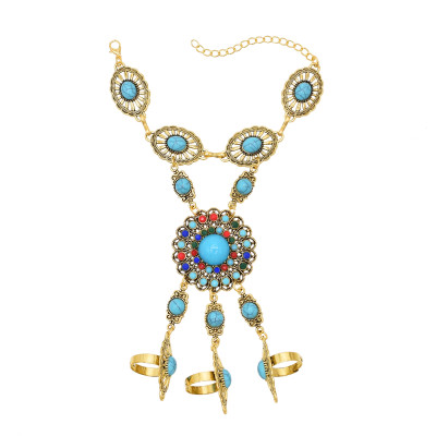 B-1375 Bohemian Ethnic Women Bracelets Vintage Acrylic Finger Cuff Statement Bracelets