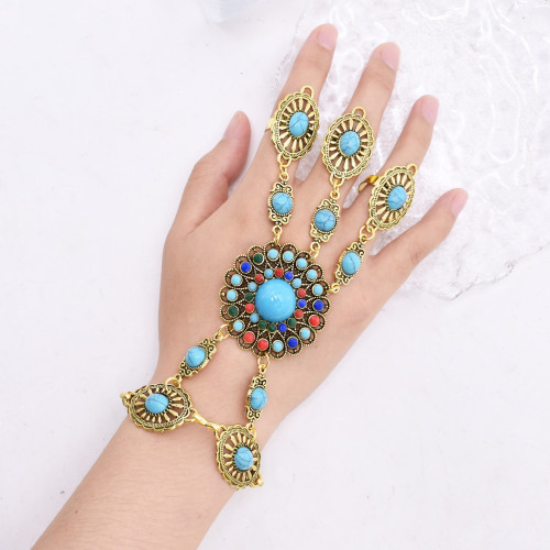 B-1375 Bohemian Ethnic Women Bracelets Vintage Acrylic Finger Cuff Statement Bracelets