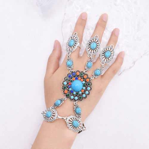 B-1375 Bohemian Ethnic Women Bracelets Vintage Acrylic Finger Cuff Statement Bracelets