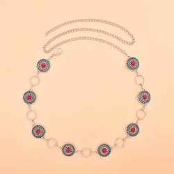 N-8457 Retro Vintage Silver Alloy Women Belly Waist Chains for Women Party Dance Jewelry