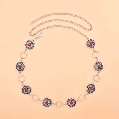 N-8457 Retro Vintage Silver Alloy Women Belly Waist Chains for Women Party Dance Jewelry