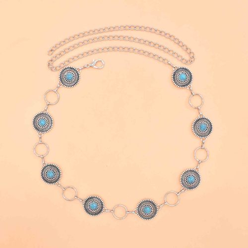 N-8457 Retro Vintage Silver Alloy Women Belly Waist Chains for Women Party Dance Jewelry