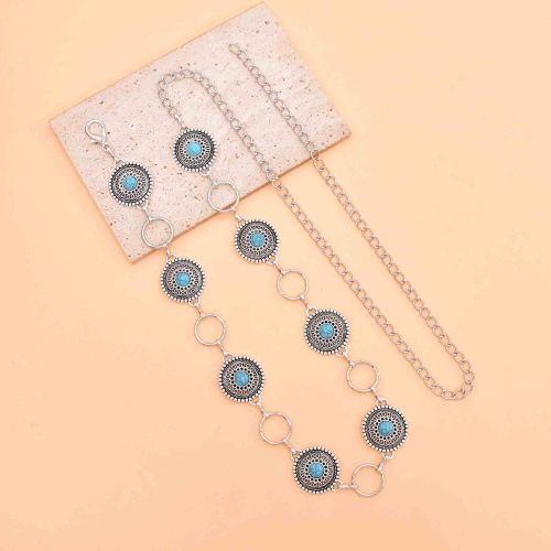 N-8457 Retro Vintage Silver Alloy Women Belly Waist Chains for Women Party Dance Jewelry