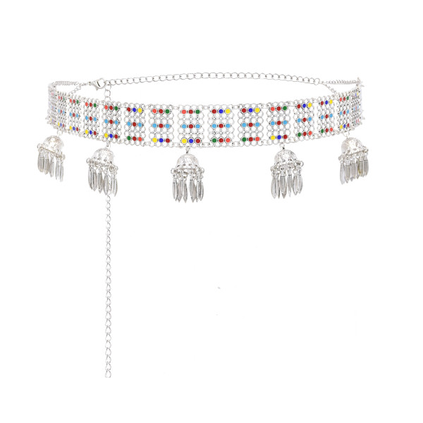 N-8465 Vintage Women Waist Chains Pendant Tassel Acrylic Statement Ethnic Body Jewelry