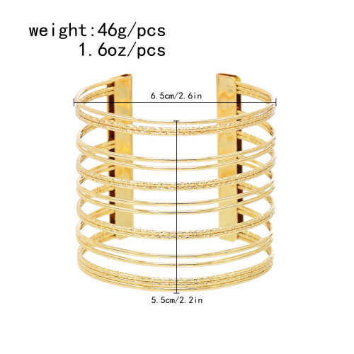 B-1377 Fashionable and exaggerated multi-layer frosted metal opening bracelet for girls, high-end alloy bracelet