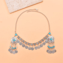 F-1245 Bohemian Gypsy Ethnic Coins Tassel Forehead Hair Accessories