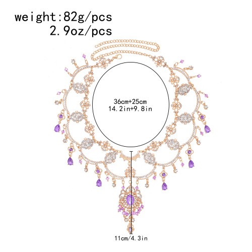 F-1247 2024 Trending Luxury Purple Crystal Tassel Bridal Hair Accessories