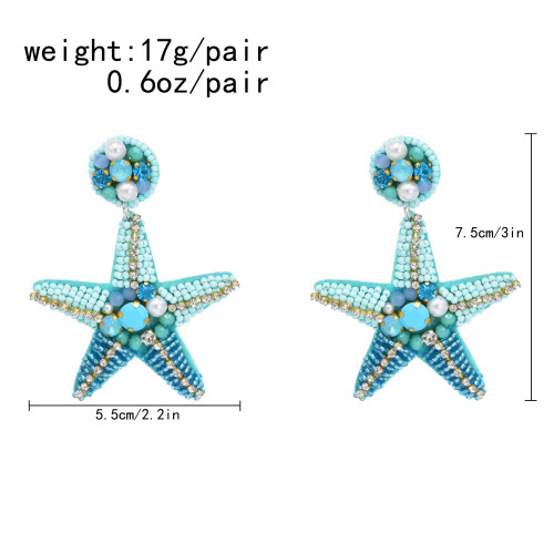 E-6783 Starfish Earrings For Women Acrylic Beads Elegant Beach Charms Drop Earrings