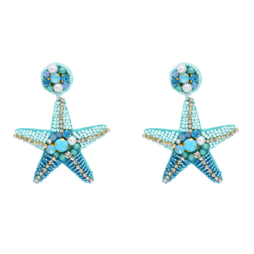 E-6783 Starfish Earrings For Women Acrylic Beads Elegant Beach Charms Drop Earrings