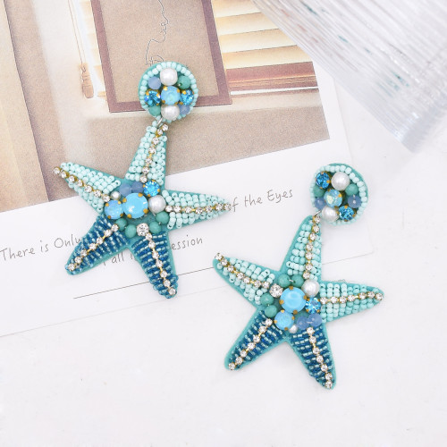 E-6783 Starfish Earrings For Women Acrylic Beads Elegant Beach Charms Drop Earrings