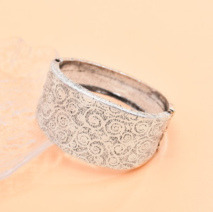 B-1380 Vintage Silver Women Bracelet Alloy Carved Ethnic Wide Charms Bracelet