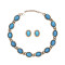N-8468 Oval Blue Acrylic Gemstone Imitation Turquoise Necklace Earrings Set