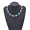 N-8468 Oval Blue Acrylic Gemstone Imitation Turquoise Necklace Earrings Set
