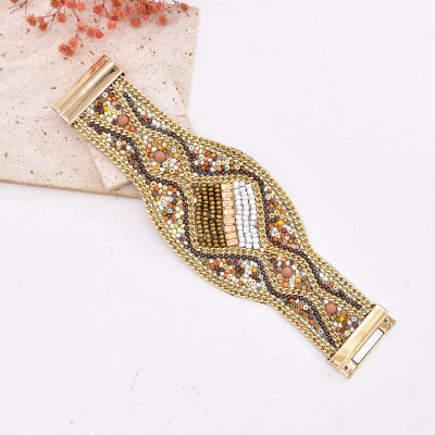 B-1383 Ethnic Colorful Brown Acrylic Beads Bracelet for Women Party Jewelry Accessories