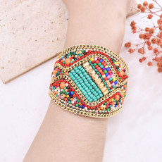 B-1383 Ethnic Colorful Brown Acrylic Beads Bracelet for Women Party Jewelry Accessories
